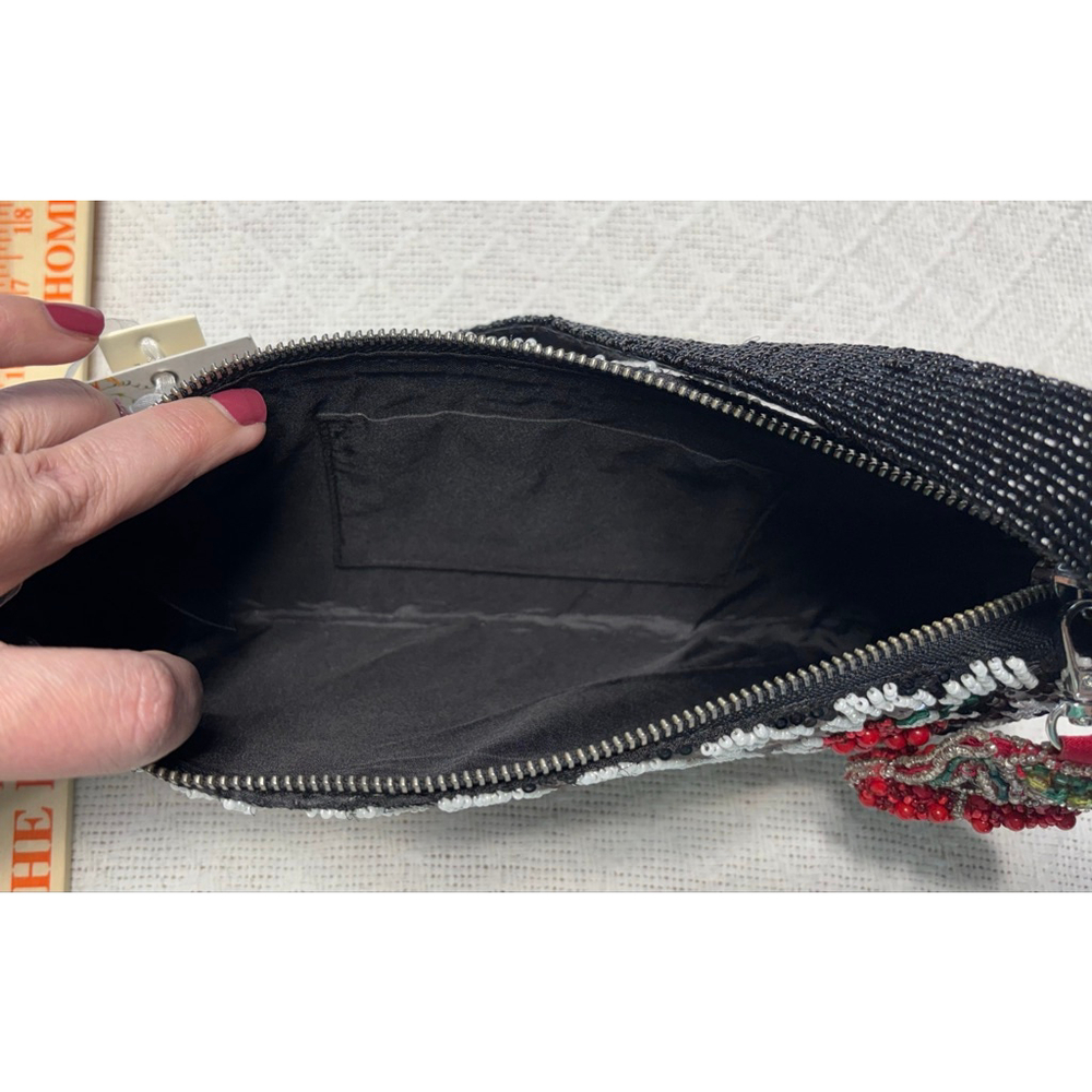 Viral Tik Toc Famous Made In India Cherry Houndtooth Beaded Handbag w/Cherry - Picture 4 of 12